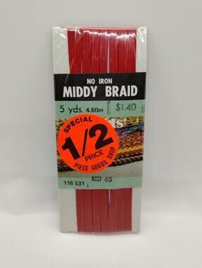 Wrights Middy Braid No Iron - 5 yds x 3/16" W Red 65-116-531